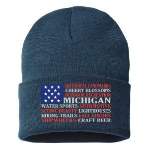 Michigan Characteristic Words Sustainable Knit Beanie