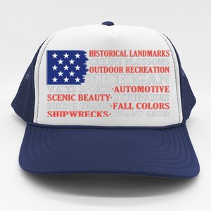 Michigan Characteristic Words Trucker Hat