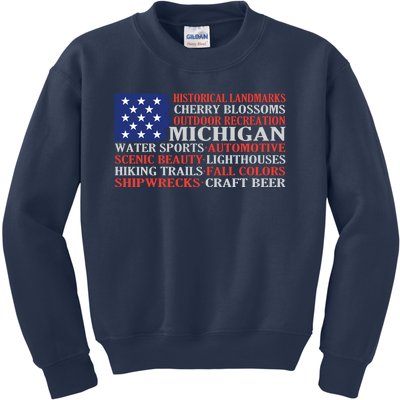 Michigan Characteristic Words Kids Sweatshirt