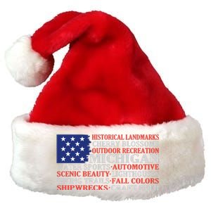 Michigan Characteristic Words Premium Christmas Santa Hat