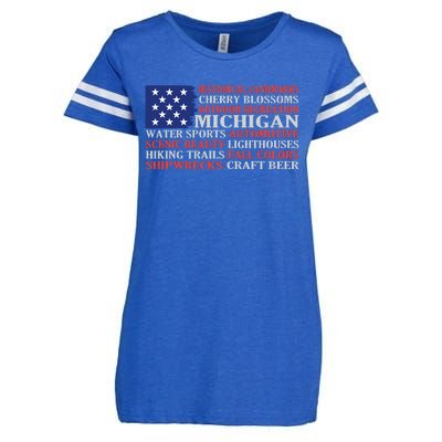 Michigan Characteristic Words Enza Ladies Jersey Football T-Shirt