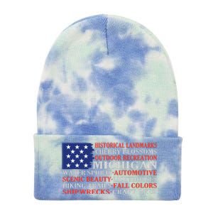 Michigan Characteristic Words Tie Dye 12in Knit Beanie