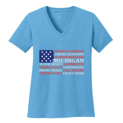 Michigan Characteristic Words Women's V-Neck T-Shirt