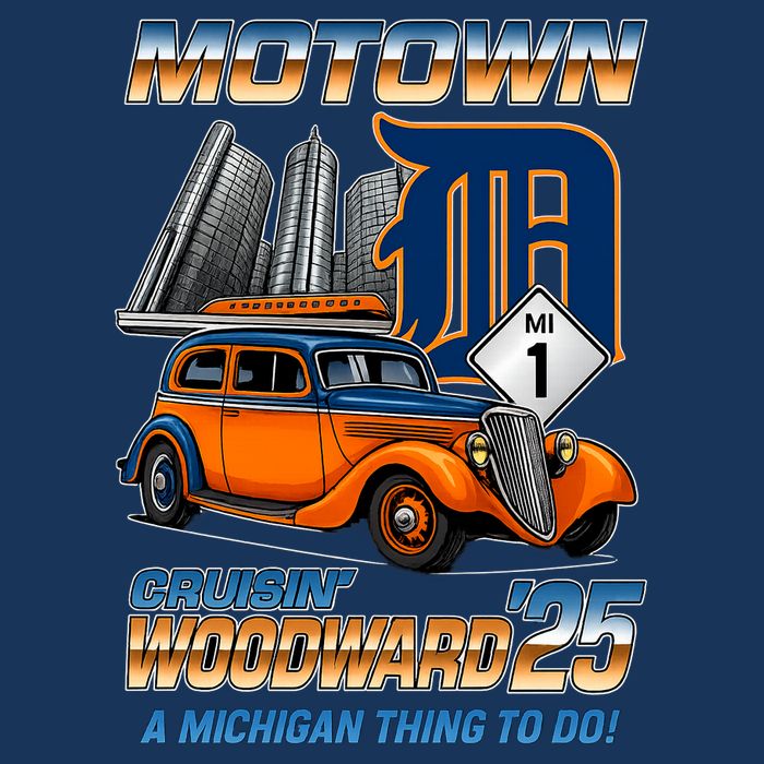 Motown Cruisin Woodward 2025 7 Panel Mesh Trucker Snapback Hat