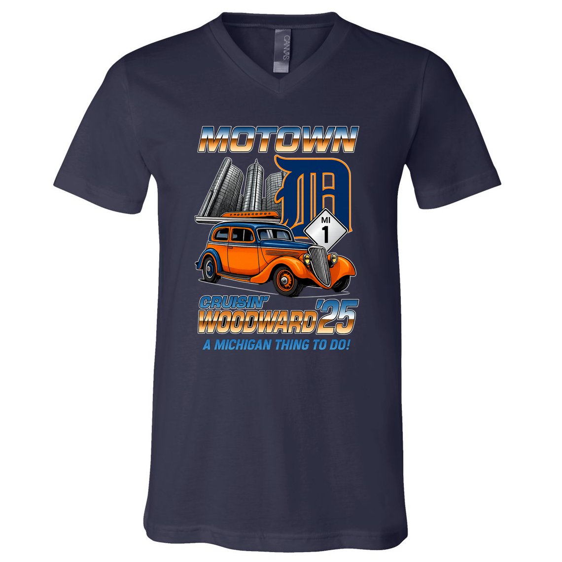 Motown Cruisin Woodward 2025 V-Neck T-Shirt
