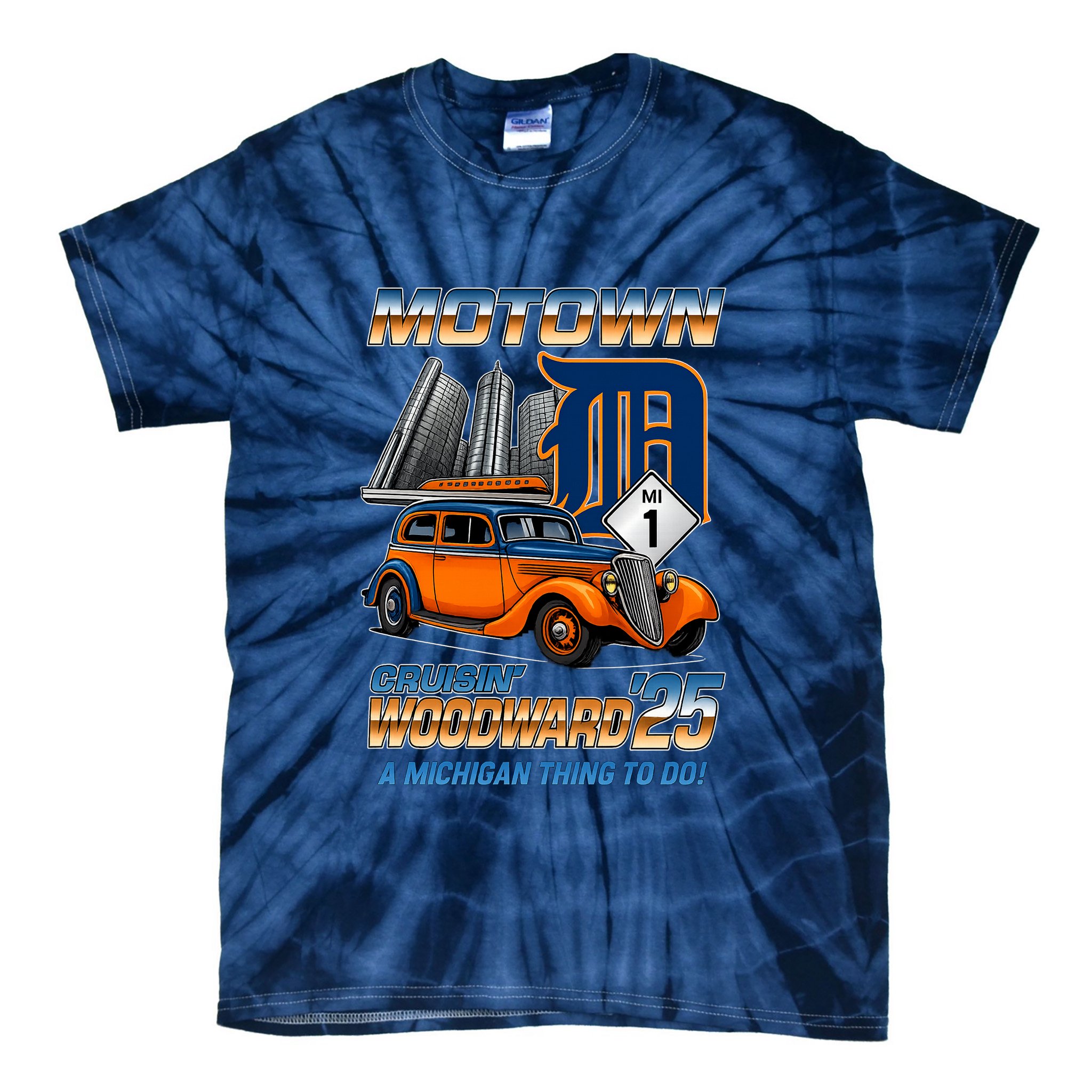 Motown Cruisin Woodward 2025 Tie-Dye T-Shirt