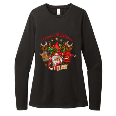 Merry Christmas With Deers And Gnomes Matching Family Gifts Womens CVC Long Sleeve Shirt