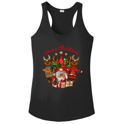 Merry Christmas With Deers And Gnomes Matching Family Gifts Ladies PosiCharge Competitor Racerback Tank