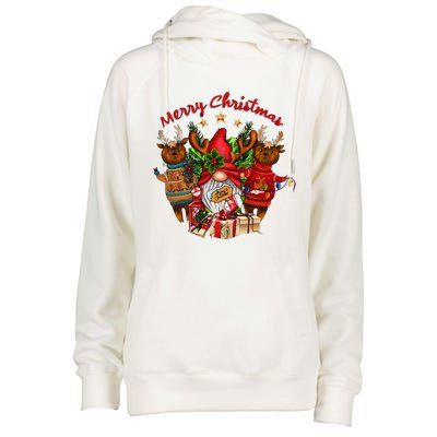 Merry Christmas With Deers And Gnomes Matching Family Gifts Womens Funnel Neck Pullover Hood