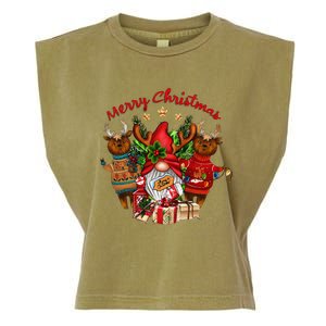 Merry Christmas With Deers And Gnomes Matching Family Gifts Garment-Dyed Women's Muscle Tee