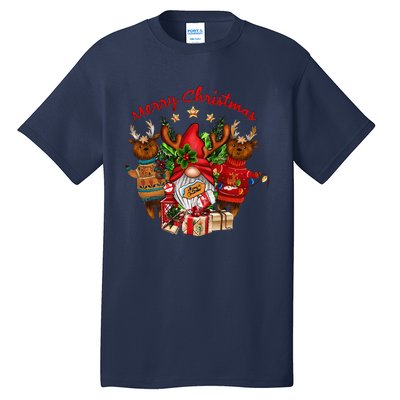 Merry Christmas With Deers And Gnomes Matching Family Gifts Tall T-Shirt