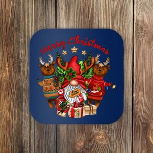 Merry Christmas With Deers And Gnomes Matching Family Gifts Coaster