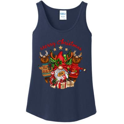 Merry Christmas With Deers And Gnomes Matching Family Gifts Ladies Essential Tank