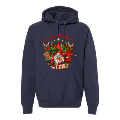 Merry Christmas With Deers And Gnomes Matching Family Gifts Premium Hoodie