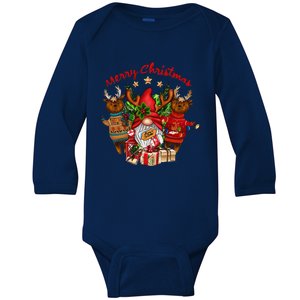 Merry Christmas With Deers And Gnomes Matching Family Gifts Baby Long Sleeve Bodysuit