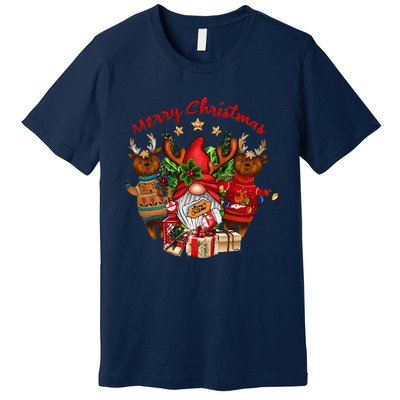 Merry Christmas With Deers And Gnomes Matching Family Gifts Premium T-Shirt