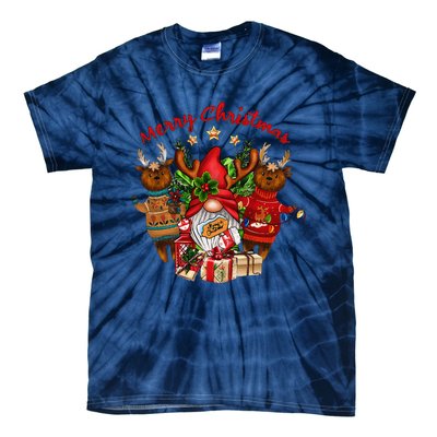 Merry Christmas With Deers And Gnomes Matching Family Gifts Tie-Dye T-Shirt