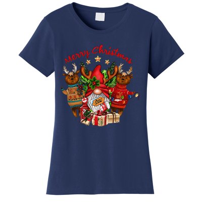 Merry Christmas With Deers And Gnomes Matching Family Gifts Women's T-Shirt