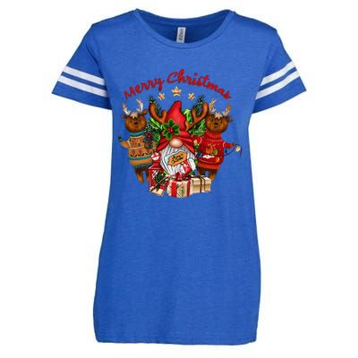 Merry Christmas With Deers And Gnomes Matching Family Gifts Enza Ladies Jersey Football T-Shirt