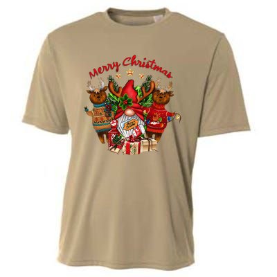 Merry Christmas With Deers And Gnomes Matching Family Gifts Cooling Performance Crew T-Shirt