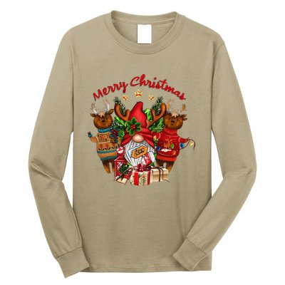 Merry Christmas With Deers And Gnomes Matching Family Gifts Long Sleeve Shirt