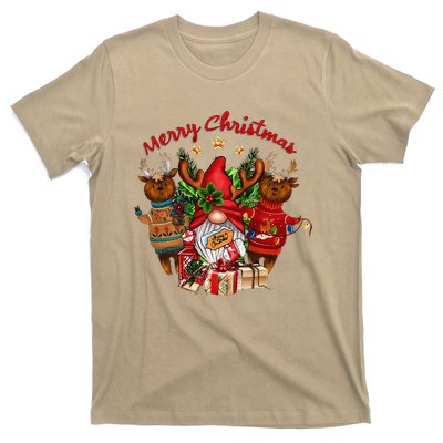 Merry Christmas With Deers And Gnomes Matching Family Gifts T-Shirt