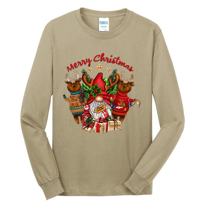 Merry Christmas With Deers And Gnomes Matching Family Gifts Tall Long Sleeve T-Shirt