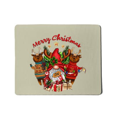 Merry Christmas With Deers And Gnomes Matching Family Gifts Mousepad
