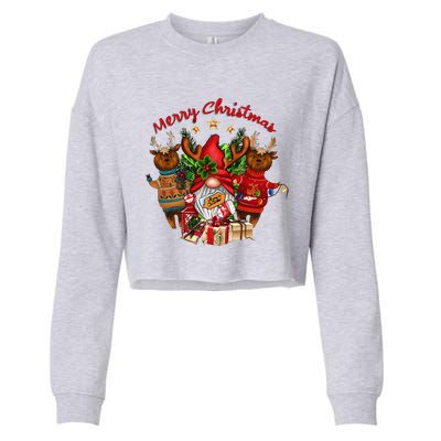 Merry Christmas With Deers And Gnomes Matching Family Gifts Cropped Pullover Crew