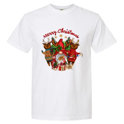 Merry Christmas With Deers And Gnomes Matching Family Gifts Garment-Dyed Heavyweight T-Shirt