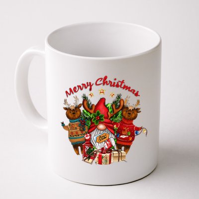 Merry Christmas With Deers And Gnomes Matching Family Gifts Coffee Mug