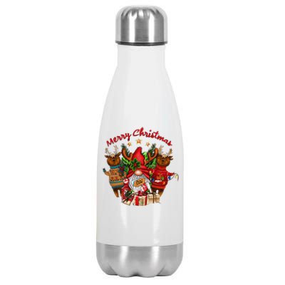 Merry Christmas With Deers And Gnomes Matching Family Gifts Stainless Steel Insulated Water Bottle