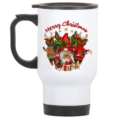 Merry Christmas With Deers And Gnomes Matching Family Gifts Stainless Steel Travel Mug