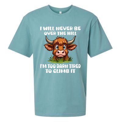 Messy Cow Will Never Be Over Hill I’M Too Darn Tired Climb Sueded Cloud Jersey T-Shirt