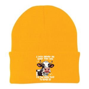 Messy Cow Will Never Be Over Hill I’M Too Darn Tired Climb Knit Cap Winter Beanie