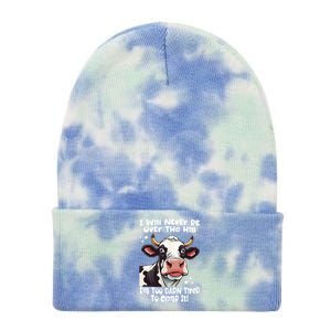 Messy Cow Will Never Be Over Hill I’M Too Darn Tired Climb Tie Dye 12in Knit Beanie