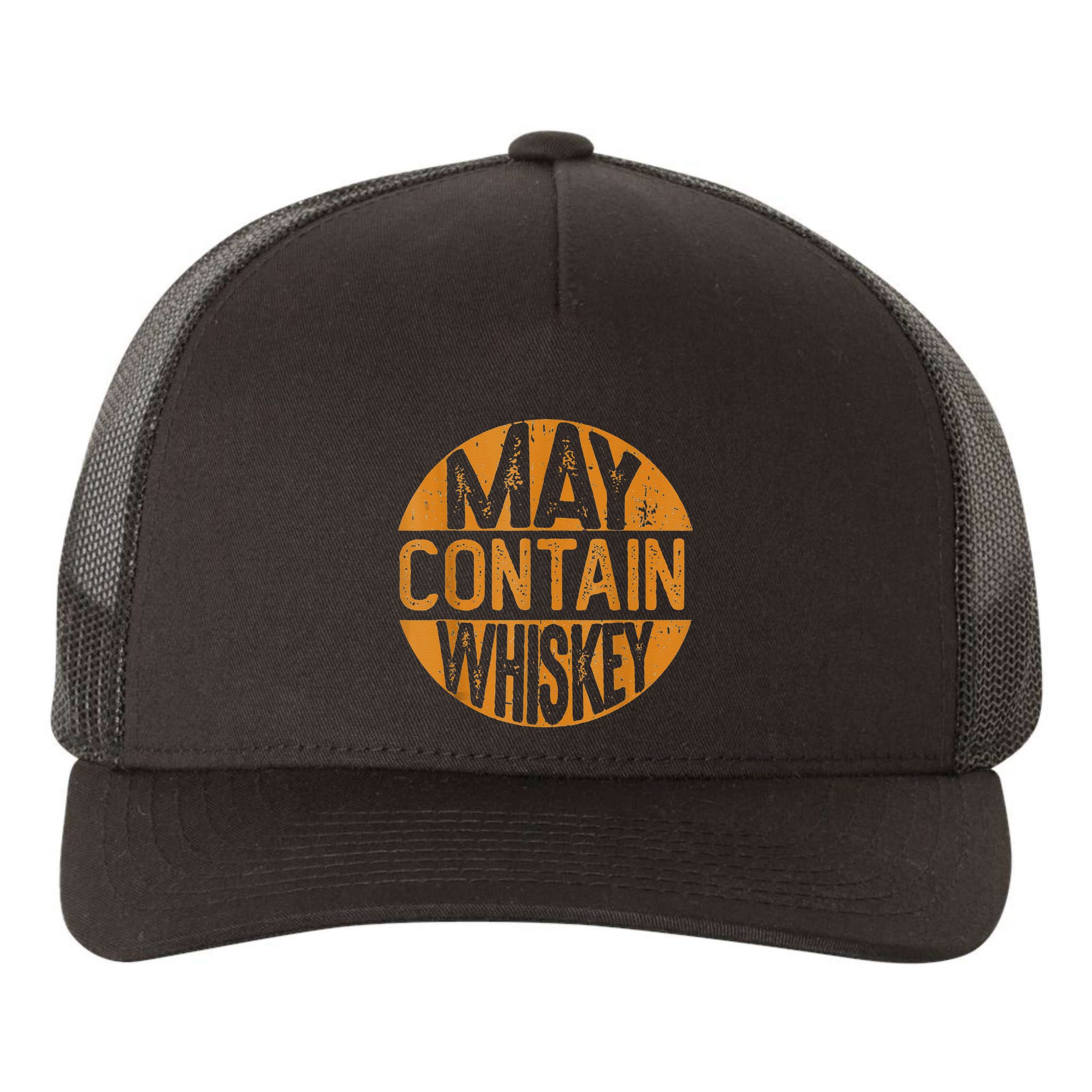 May Contain Whiskey Funny Liquor Drinking Yupoong Adult 5-Panel Trucker Hat
