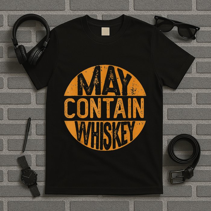 May Contain Whiskey Funny Liquor Drinking T-Shirt