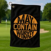 May Contain Whiskey Funny Liquor Drinking Golf Towel