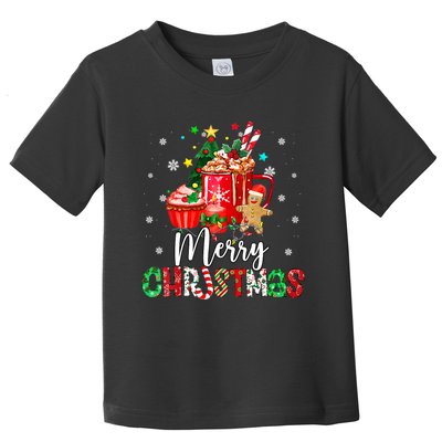 Merry Christmas Xmas Tree Candy Cane Winter Coffee Vneck Toddler T-Shirt