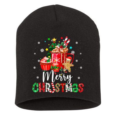 Merry Christmas Xmas Tree Candy Cane Winter Coffee Vneck Short Acrylic Beanie