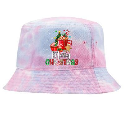 Merry Christmas Xmas Tree Candy Cane Winter Coffee Vneck Tie-Dyed Bucket Hat