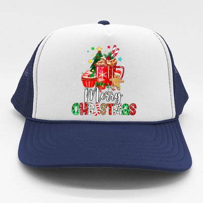 Merry Christmas Xmas Tree Candy Cane Winter Coffee Vneck Trucker Hat