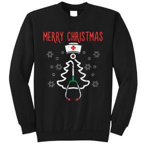 Merry Christmas Xmas Stethoscope Nurse Christmas Scrub Women Tall Sweatshirt