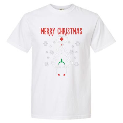 Merry Christmas Xmas Stethoscope Nurse Christmas Scrub Women Garment-Dyed Heavyweight T-Shirt