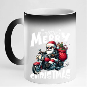 Merry Christmas Xmas Santa Motorcycle Biker Funny Cute Gift 11oz Black Color Changing Mug