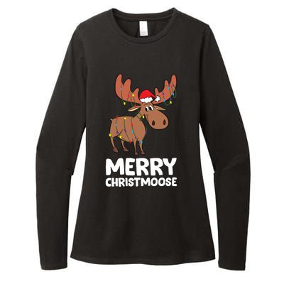 Merry Christmas Xmas Merry Christmoose Santa Hat Moose Gift Womens CVC Long Sleeve Shirt