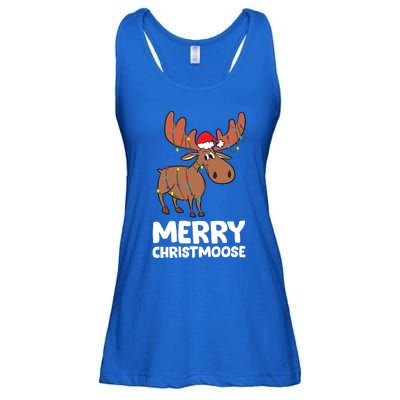 Merry Christmas Xmas Merry Christmoose Santa Hat Moose Gift Ladies Essential Flowy Tank