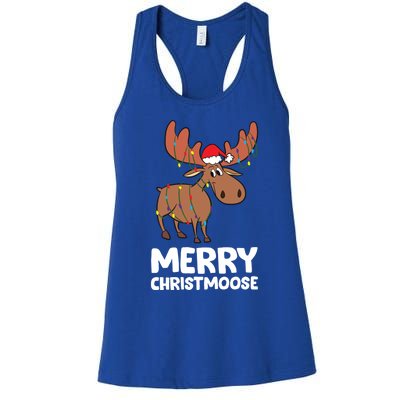 Merry Christmas Xmas Merry Christmoose Santa Hat Moose Gift Women's Racerback Tank