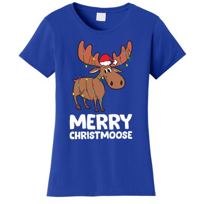 Merry Christmas Xmas Merry Christmoose Santa Hat Moose Gift Women's T-Shirt